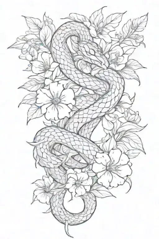Snake And Flowers