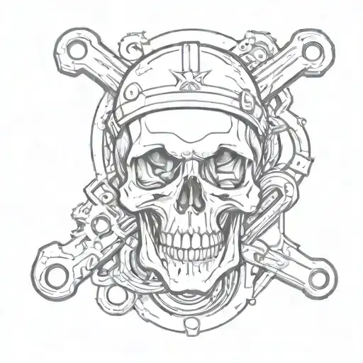 Skull And Wrenches Crossed