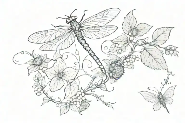 Strawberry Vine And Dragon Fly