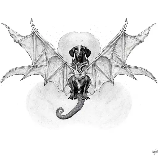 Dachshund With Dragon Wings