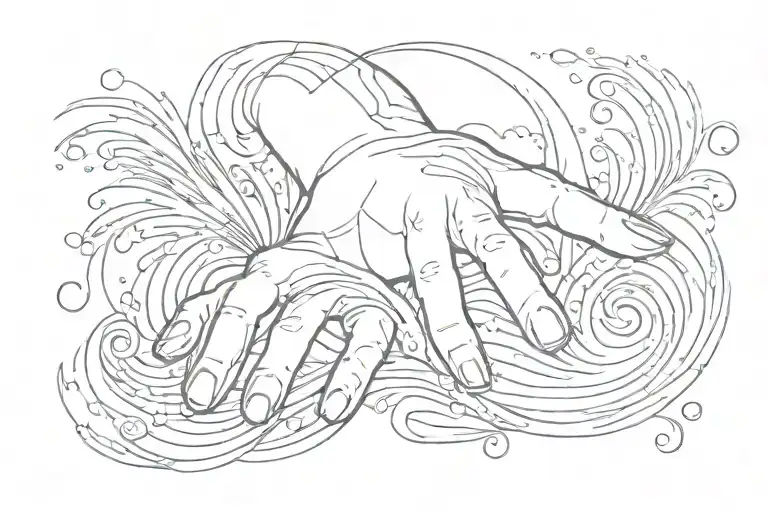 Hand Of Creation With A Dog Paw And Water Waves Flowing