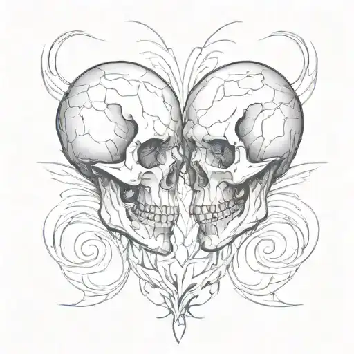 Two Skulls Back To Back Making A Heart Shape