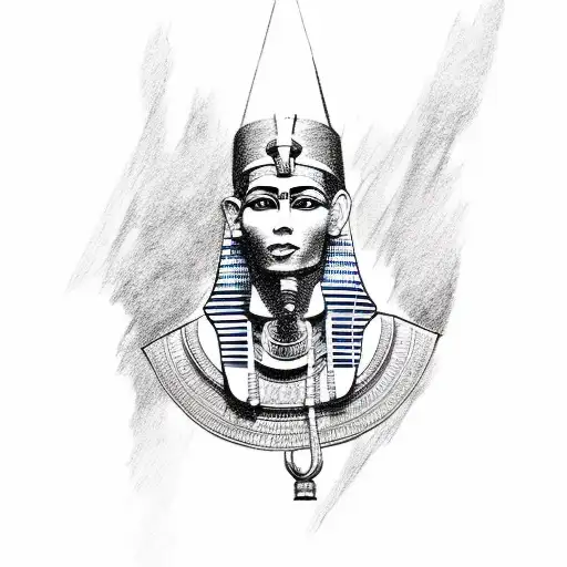 A Sketch-style Tattoo Of An Egyptian Pharaoh Participating In A Shooting Competition