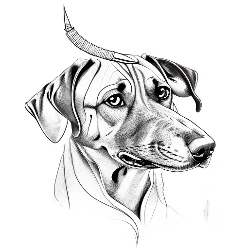 Line Art Style Ridgeback Dog Head