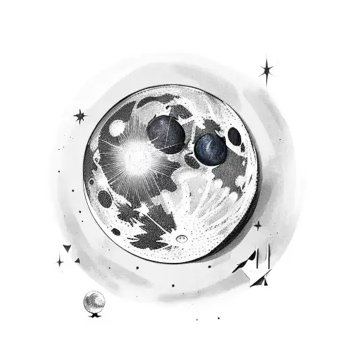 Moon With Five Stars