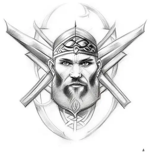 A Sketch-style Tattoo Featuring A Celtic Warrior Inspired By Pagan History