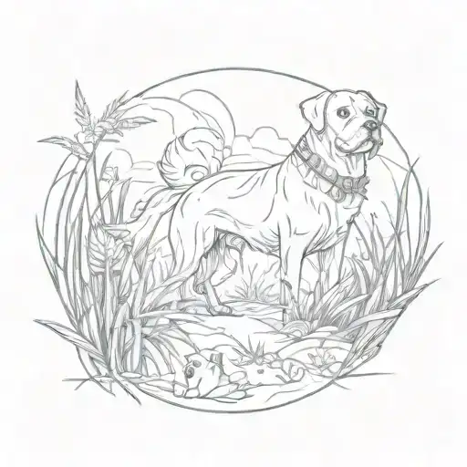 Grass And Dog Surrounded
