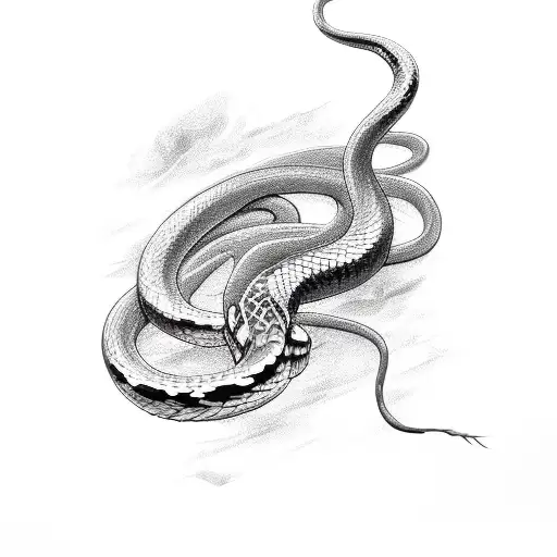 A Snake Coiled Around A Lightning Bolt