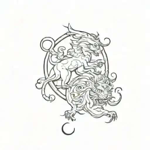 Manticore And Griffin Ying And Yang Symbol