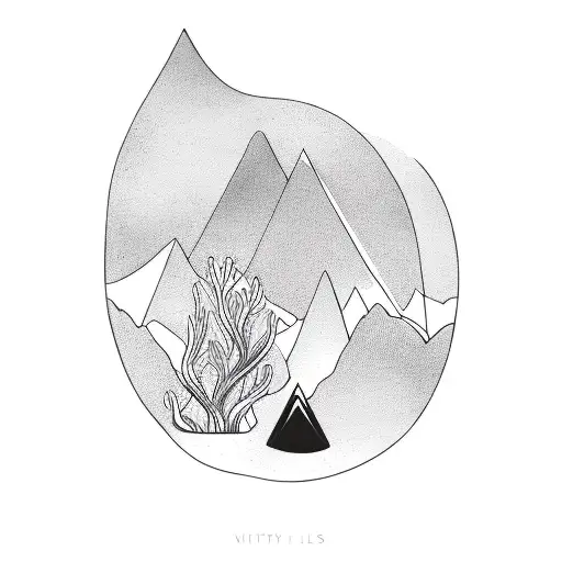 Very Simple Minimal Lines Wave And Mountain