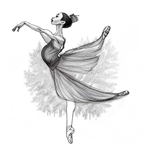 A Ballet Dancer Gracefully Twirling Amidst A Dark Forest