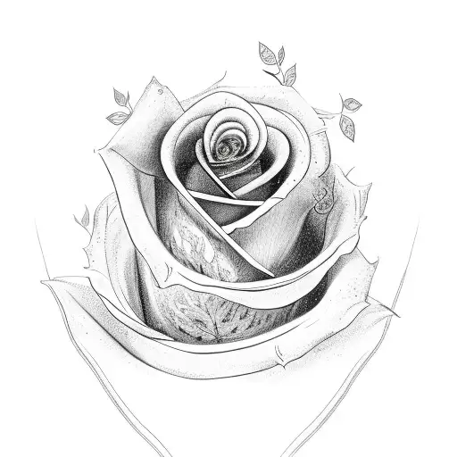 Cat Inside Rose And Leaves Looking Right