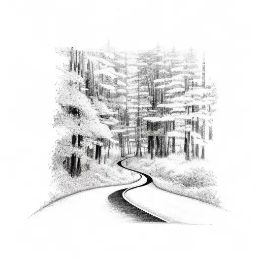 A Winding Road Through A Serene Forest Landscape