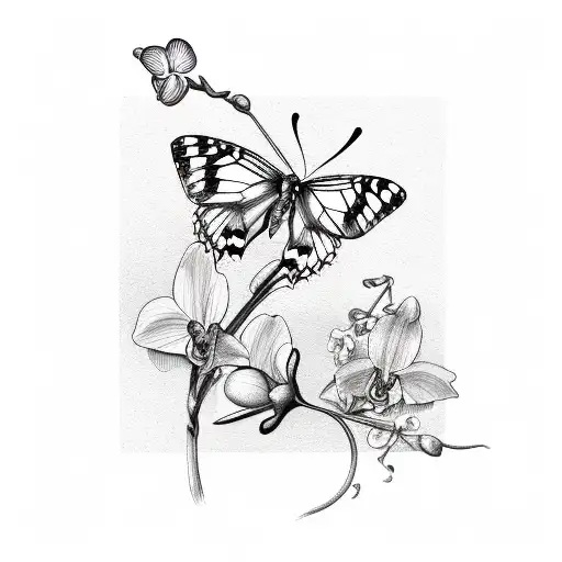 Butterfly With Orchid