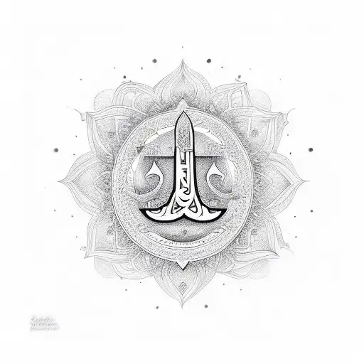Combination Of Om Hamsa And Lotus