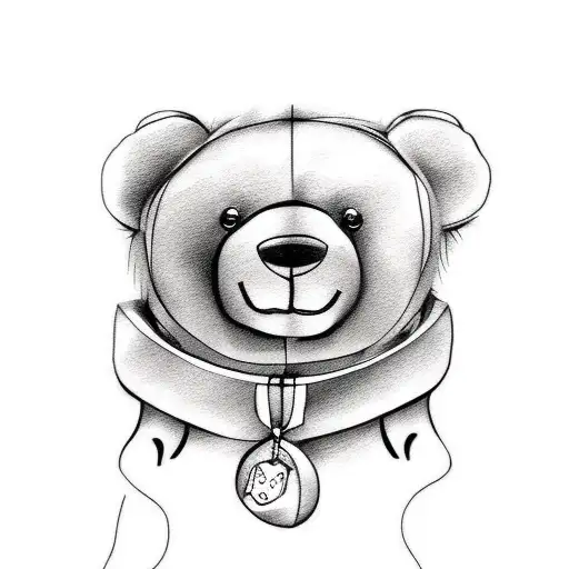 Teddy Bear Outline Tattoo With Dvw On The Paw