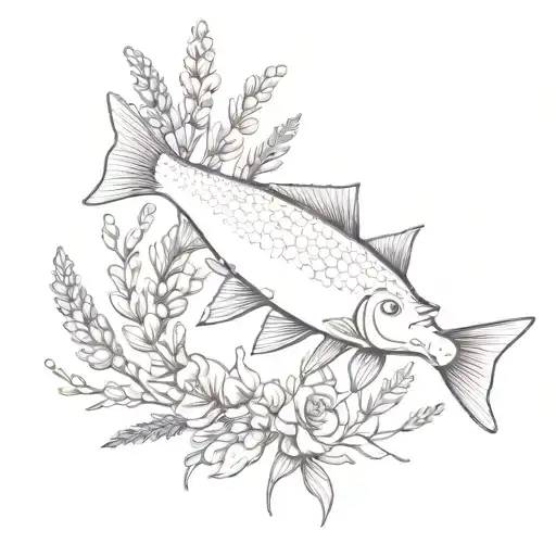 Fish Surrounded By Lavender Tied With A Ribbon