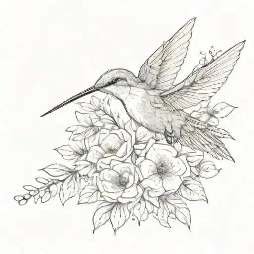 Hummingbird And Flowers