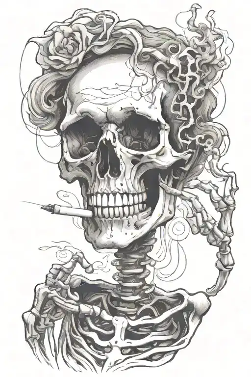 Skeleton Smoking Cigarette