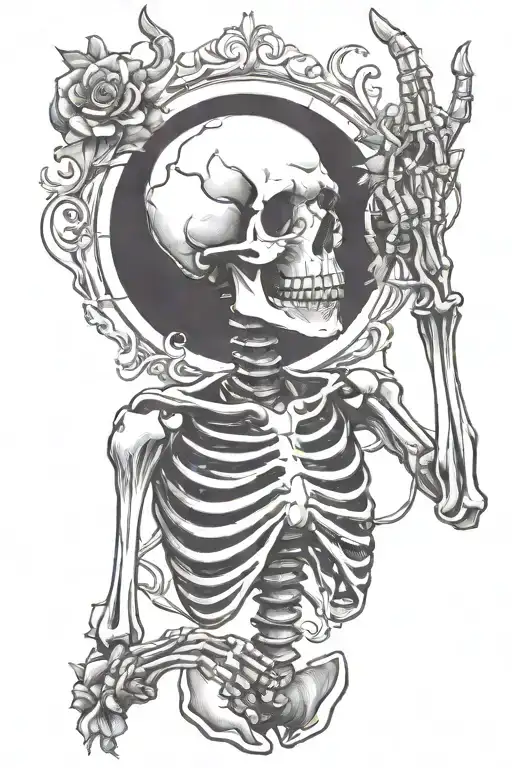 Skeleton Holding Okay Sign Formed
