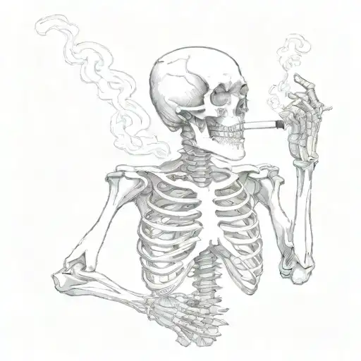 Skeleton Smoking Cigarettes