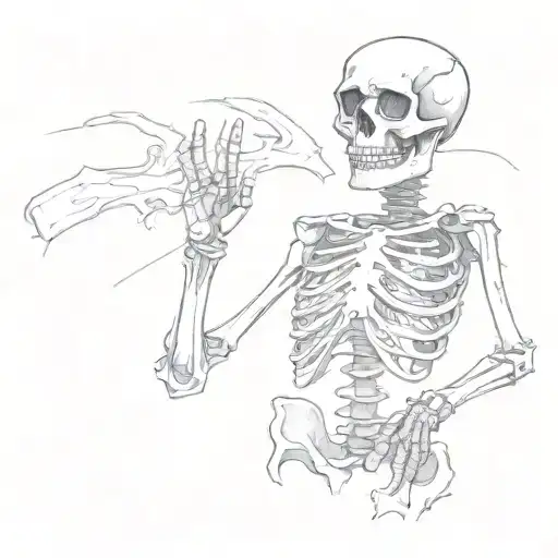 Sad Skeleton Holding Up Okay Sign