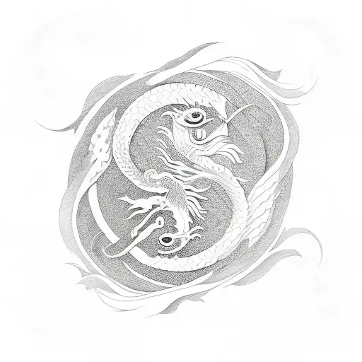 Yin Yang With A Dragon And Phoenix Wrapped Around It