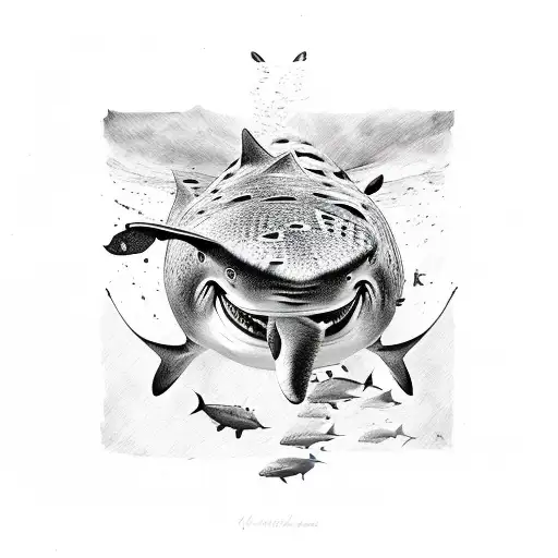 Whale Shark Bull Shark Hammerhead Shar In A Group