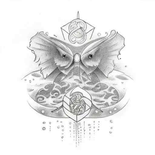 A Tattoo Design Representing The Bond Between Siblings Through Water And Air Elements