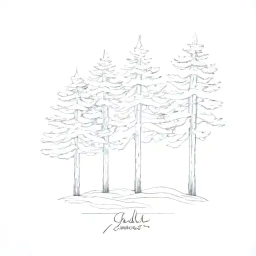 Minimalist Three Pine Trees