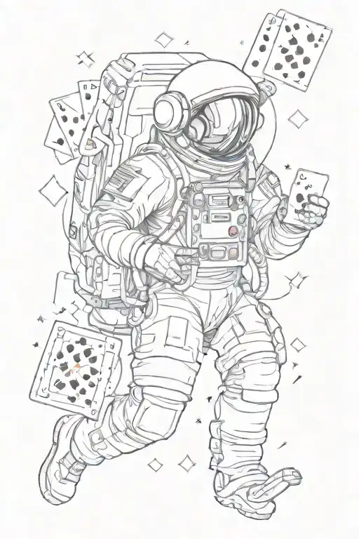 Astronaut With Playing Cards