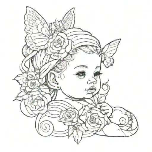 Baby Sketch Style Tattoo Inspired