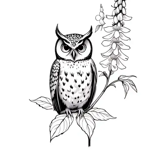 Owl Sitting On A Snapdragon Flower