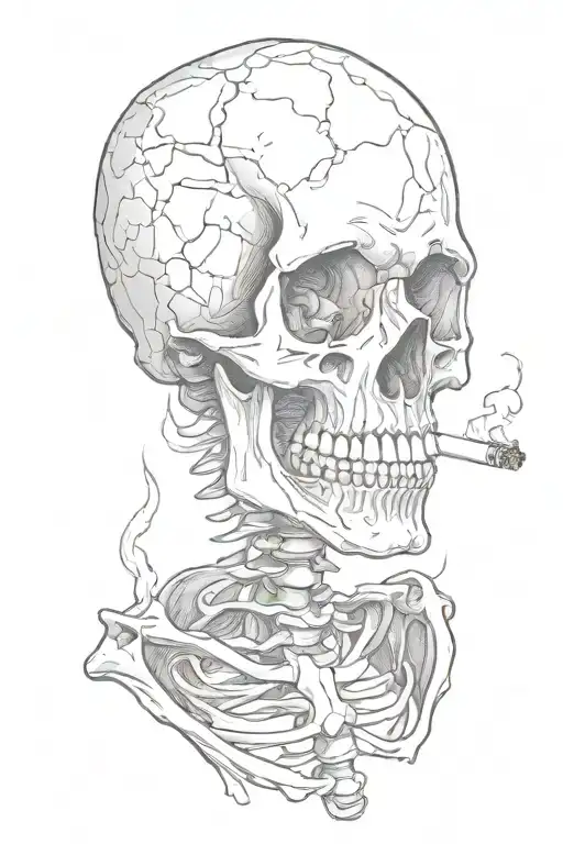 Skeleton Smoking Cigarette