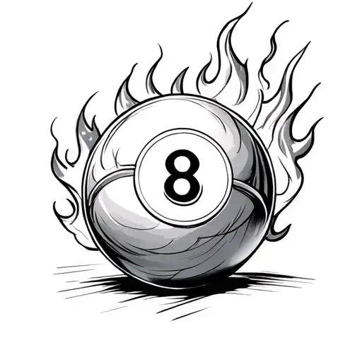 8 Ball With Fire Flames