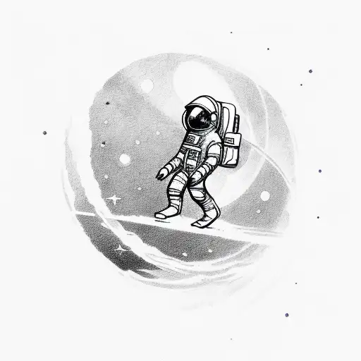 An Astronaut That Has Just Been Cut From The Spaceship Floating Alone In Space