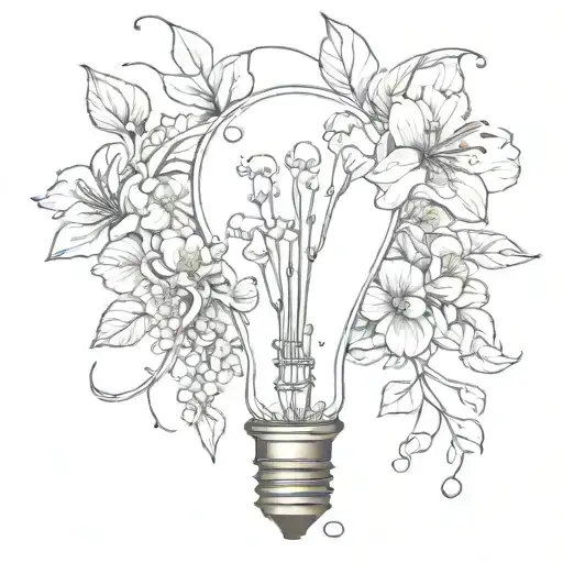 Broken Bulb And Flowers Growing In It