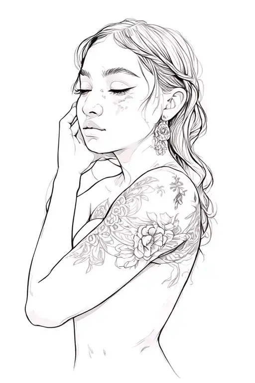 Black Girl Holding Herself