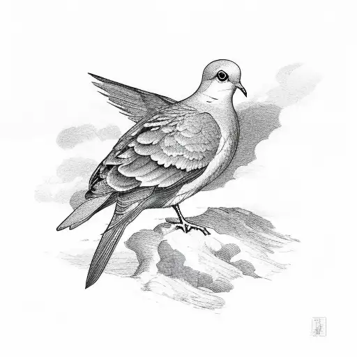 Mount Scene With A Small Dove In The Background