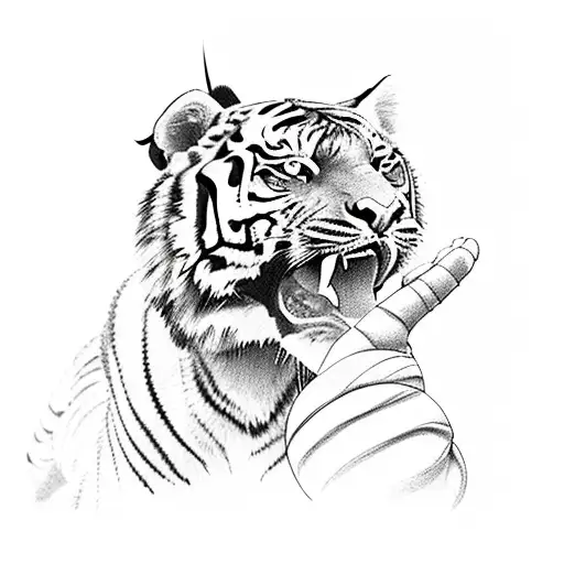 Muaythai Gloves And Tiger Claws Intertwined