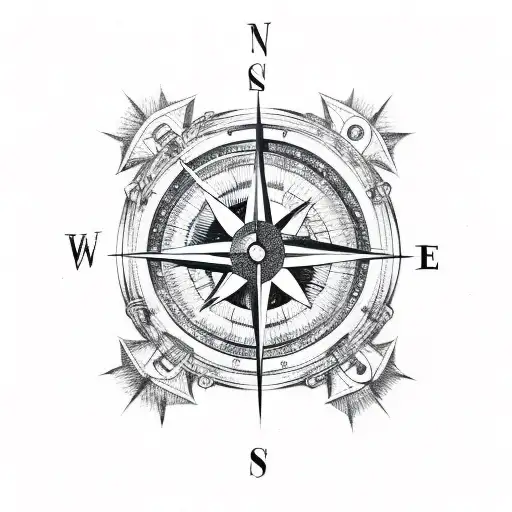 Compass With Katana And Motorcycle
