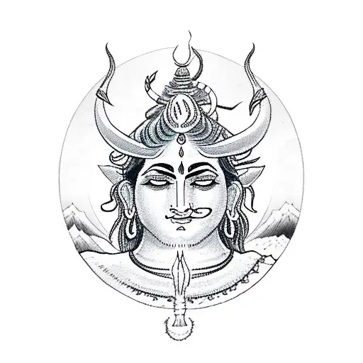 Shiva Sitting With Mountains Background