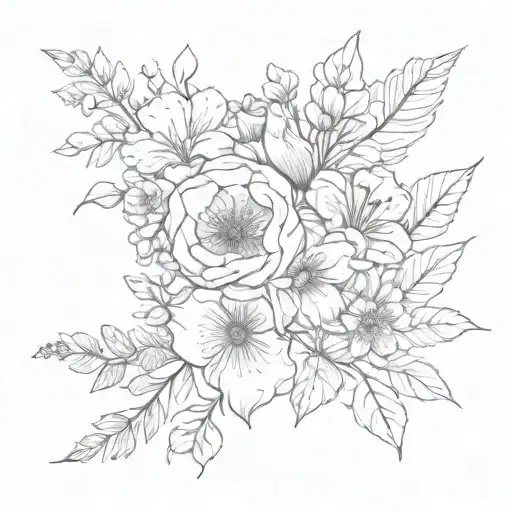 Birth Flower Bouquet Tattoo Design
