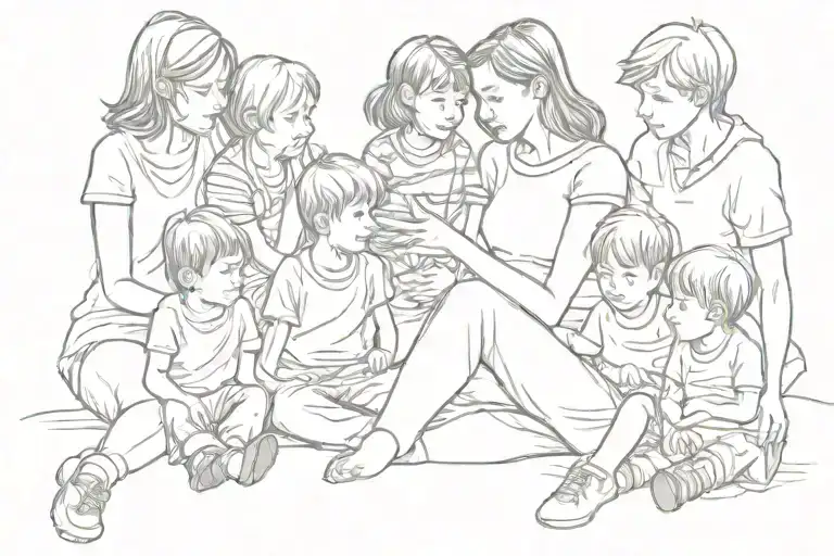 Mom With 4 Boys Sitting