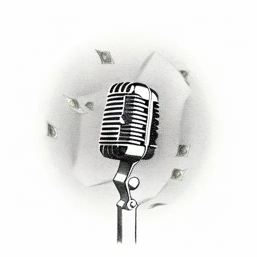 A Microphone Surrounded By Money Symbols