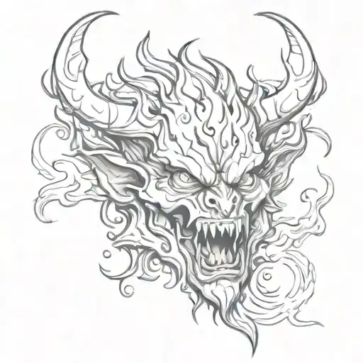 Demon Face Fire Flames