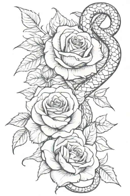Snake Wrapped Around A Rose
