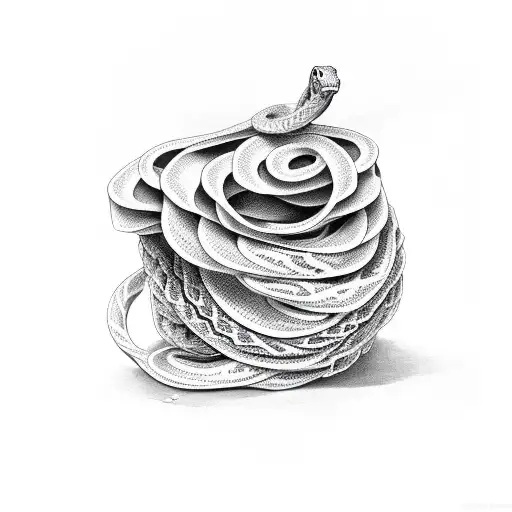 A Snake Wrapped Around 2 Marigolds