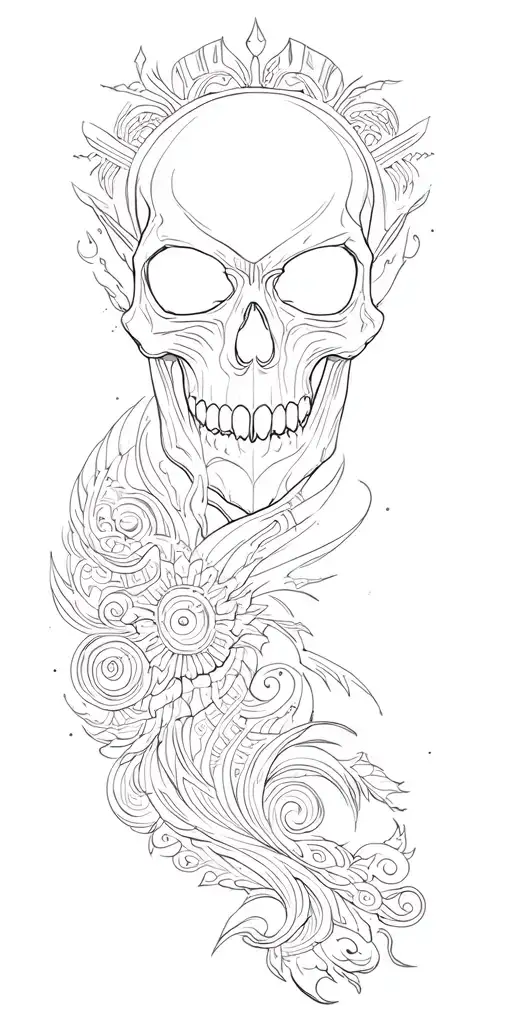 Arm Sleeve Skull Face And Maori And Universe