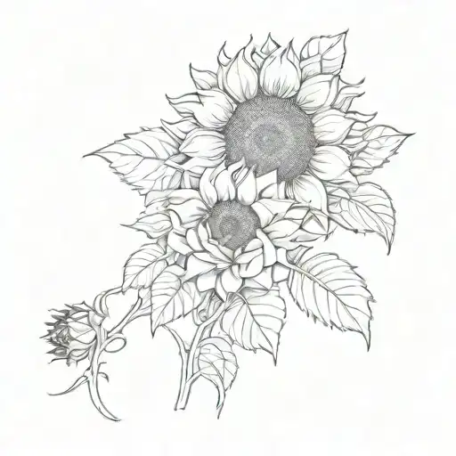Sunflower And Rose Intertwined